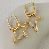 Pave Star Hoops Earrings
