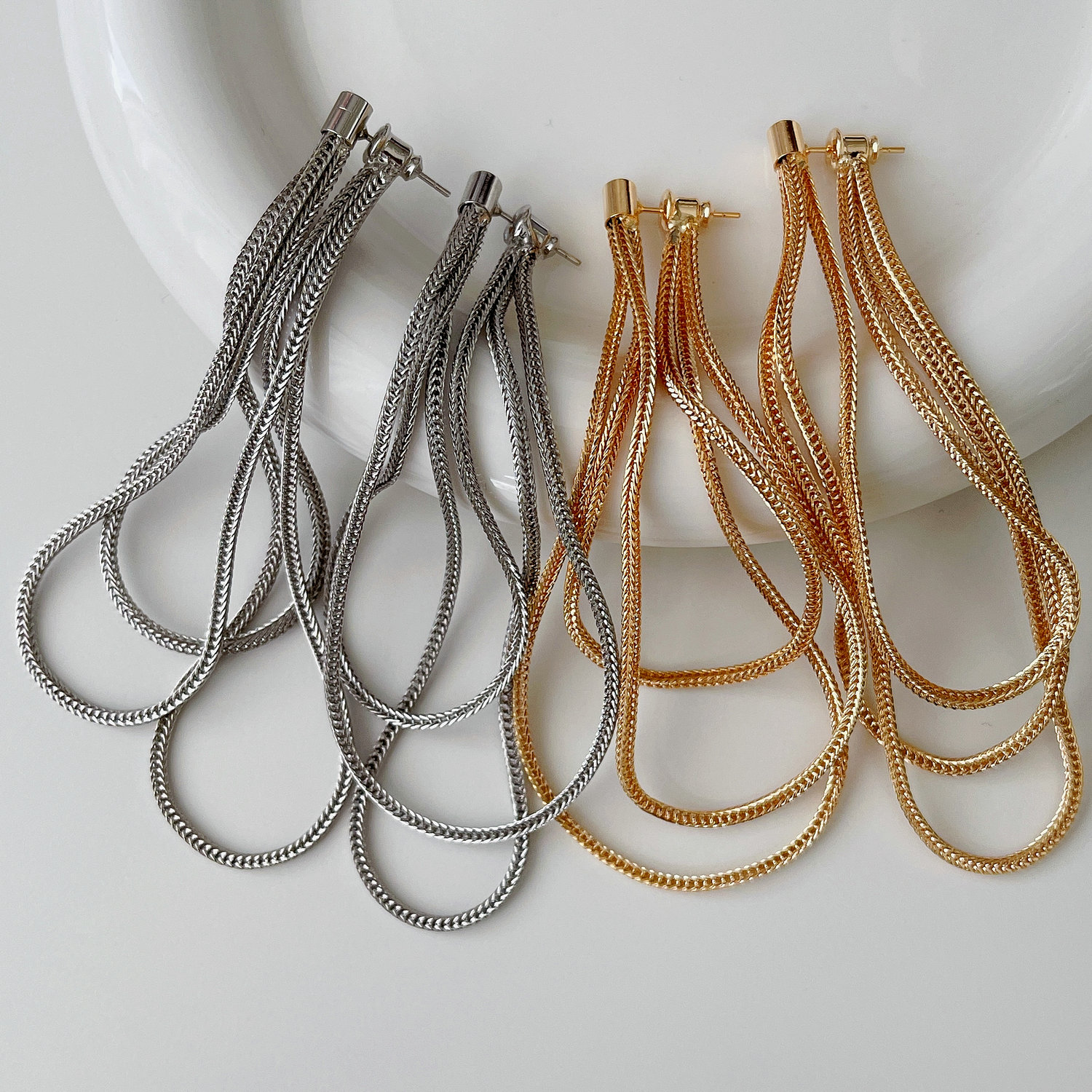 Long Chain Tassel Earrings