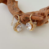 Big Zircon Round Earrings