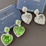 Green Heart Drop Earrings
