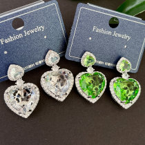 Green Heart Drop Earrings
