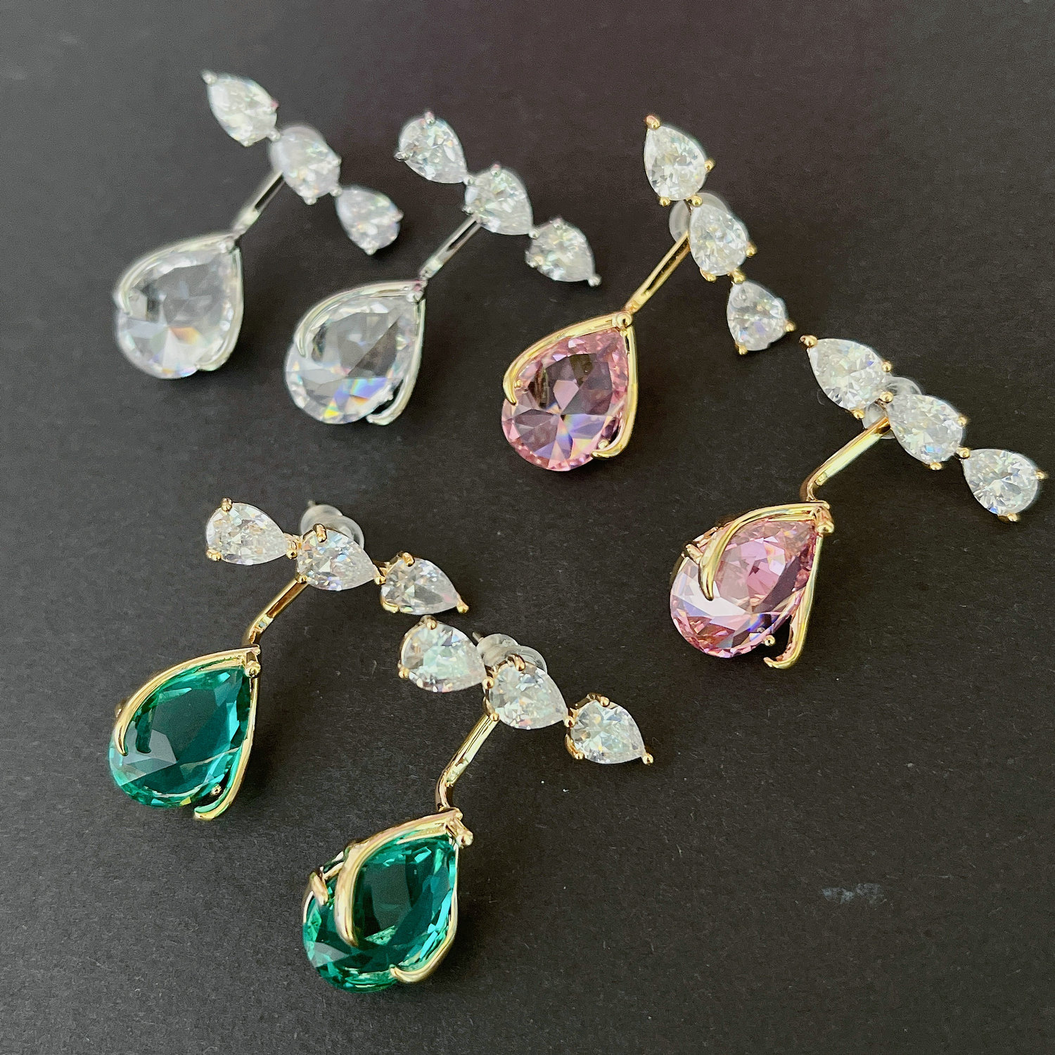 Pave Zircon Drop Earrings