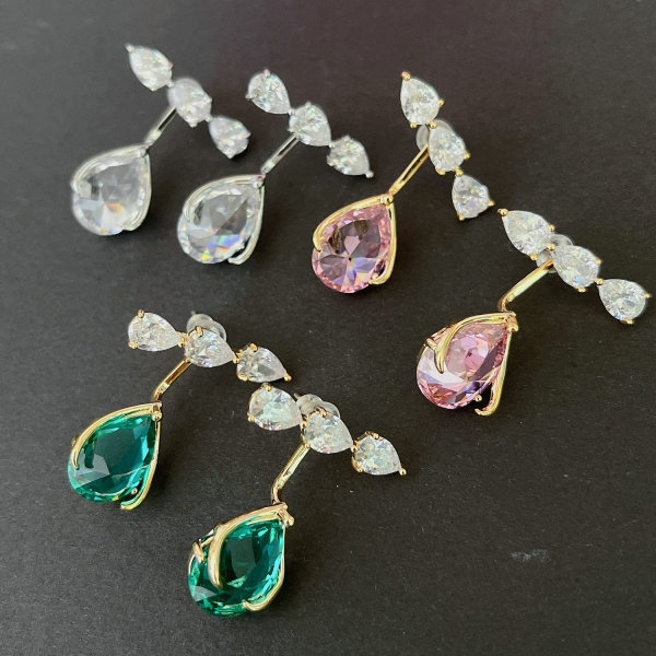 Pave Zircon Drop Earrings