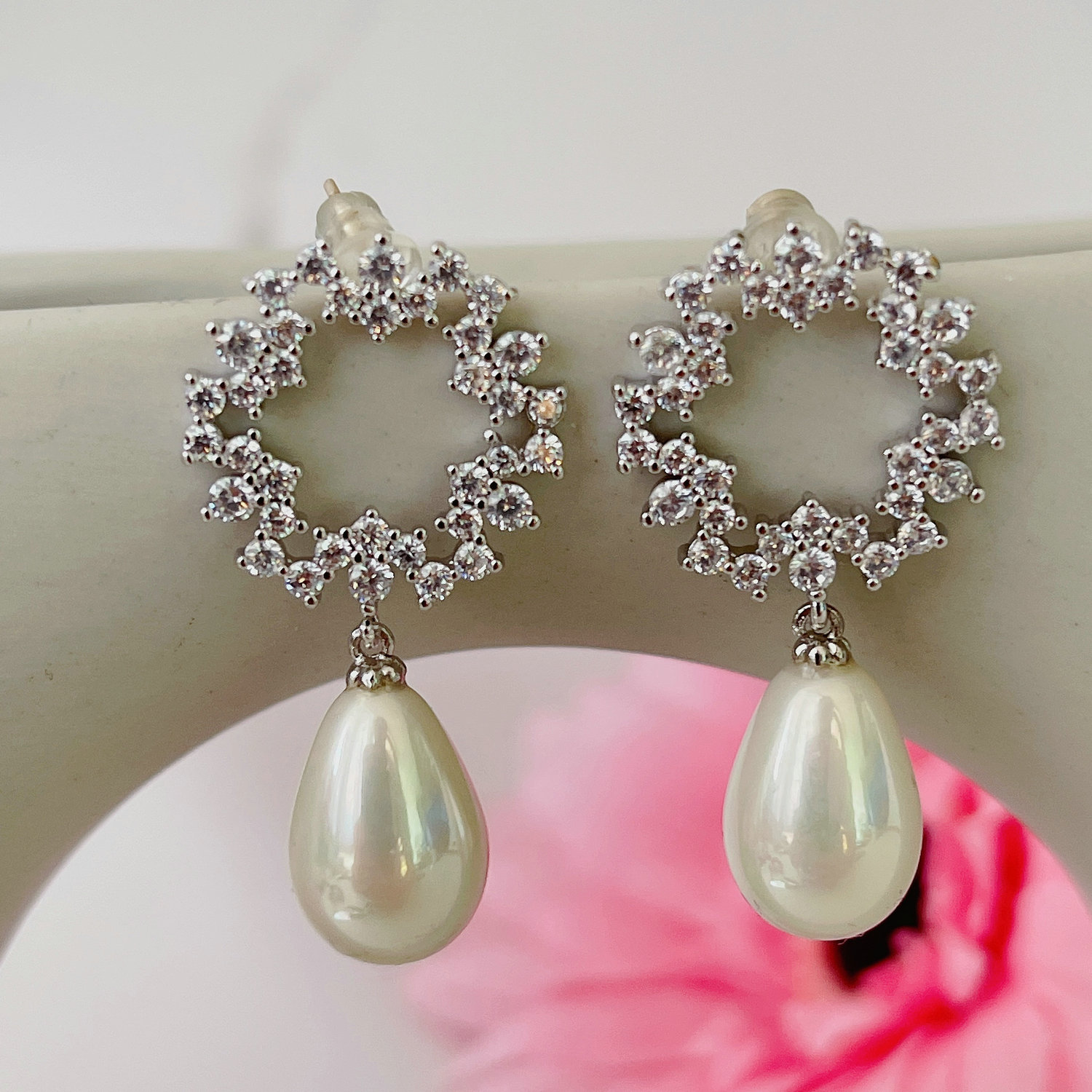 Glass Pearl Drop Earrings