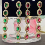 Long Oval Zircon Earrings
