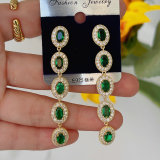Long Oval Zircon Earrings