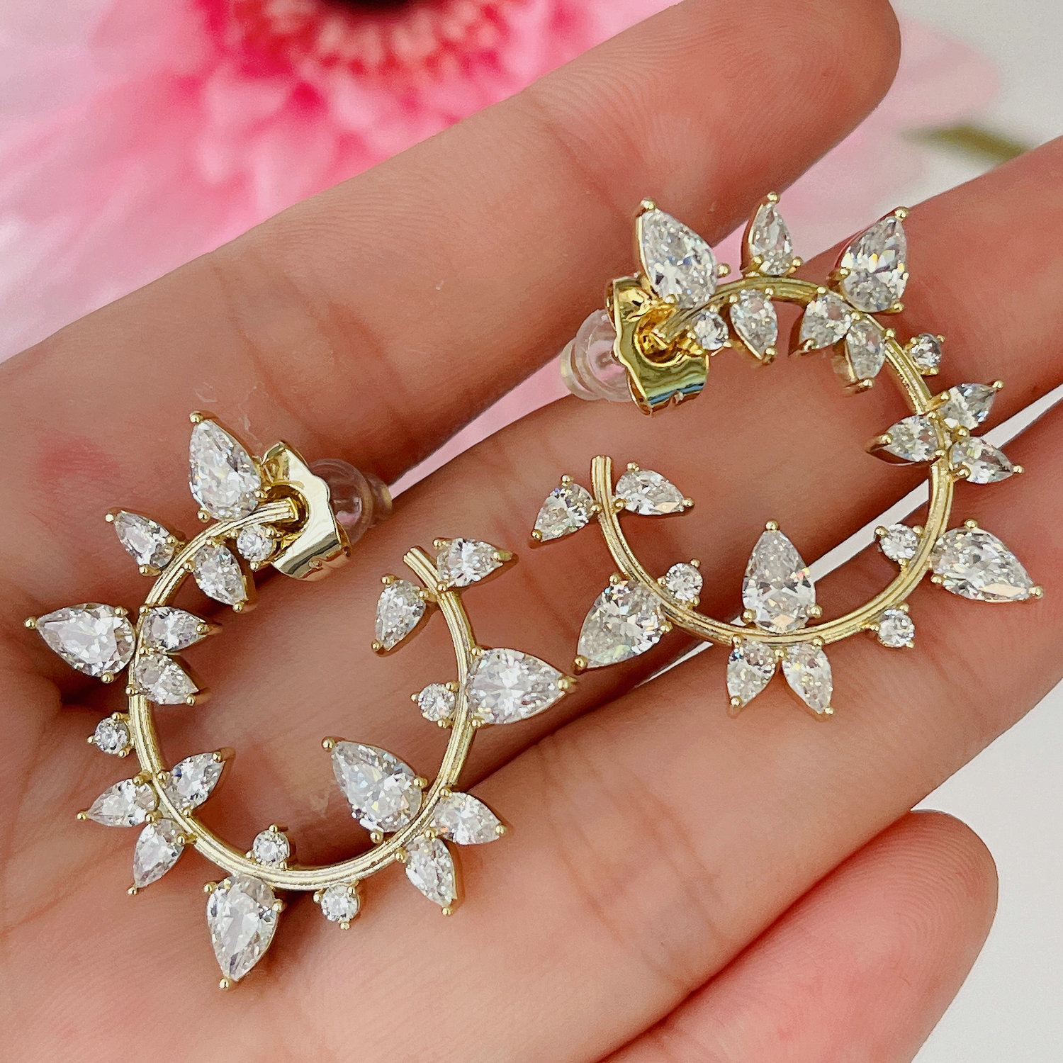 Clear Leaf Earrings
