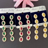 Long Oval Zircon Earrings