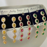 Long Oval Zircon Earrings