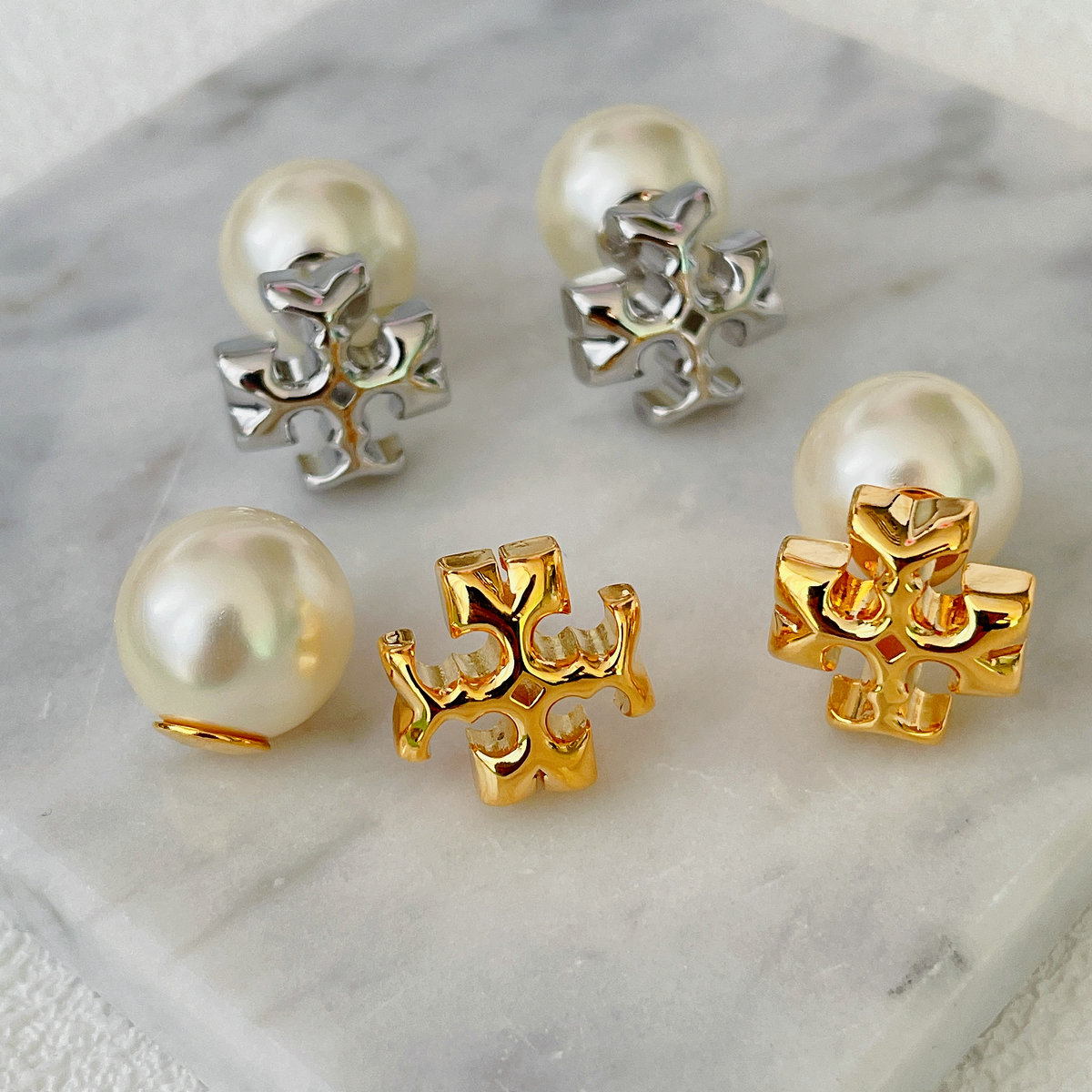 Cross Pearl Earrings