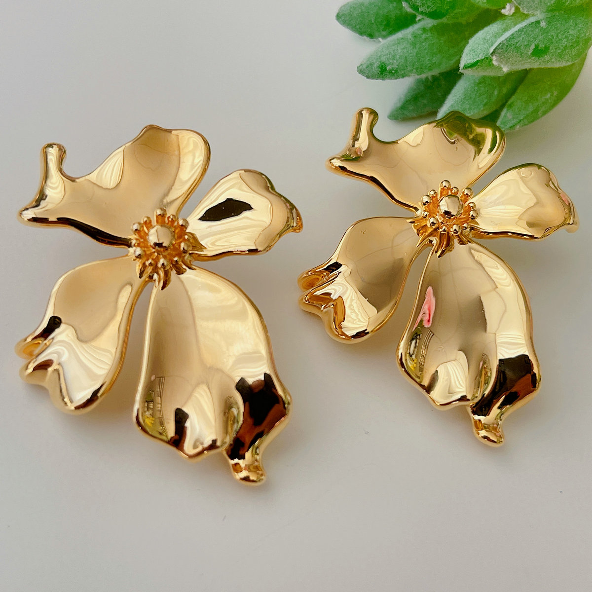 18K Gold Plated Flower Earrings