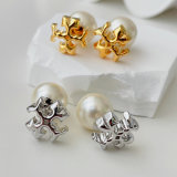 Cross Pearl Earrings