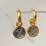 Silver Round Pendant Hoop Earrings