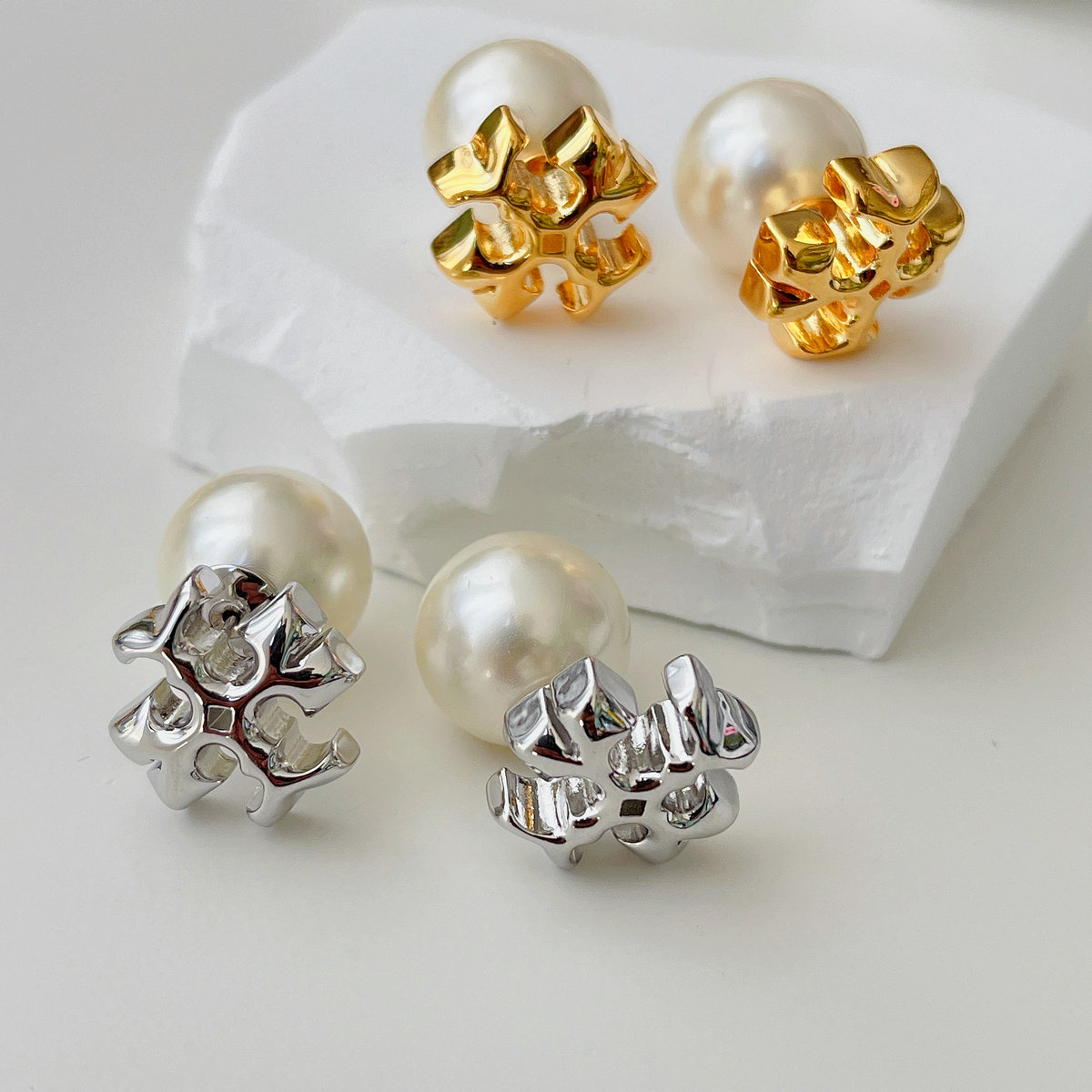 Cross Pearl Earrings