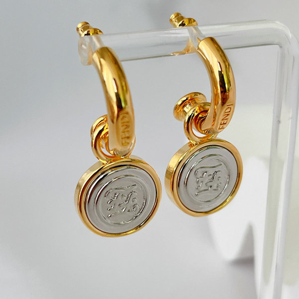 Silver Round Pendant Hoop Earrings