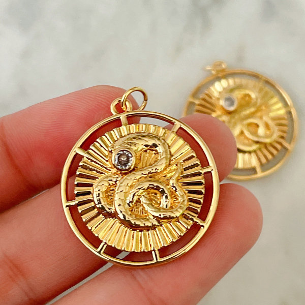Snake round charm
