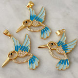 Blue enamel bird charm