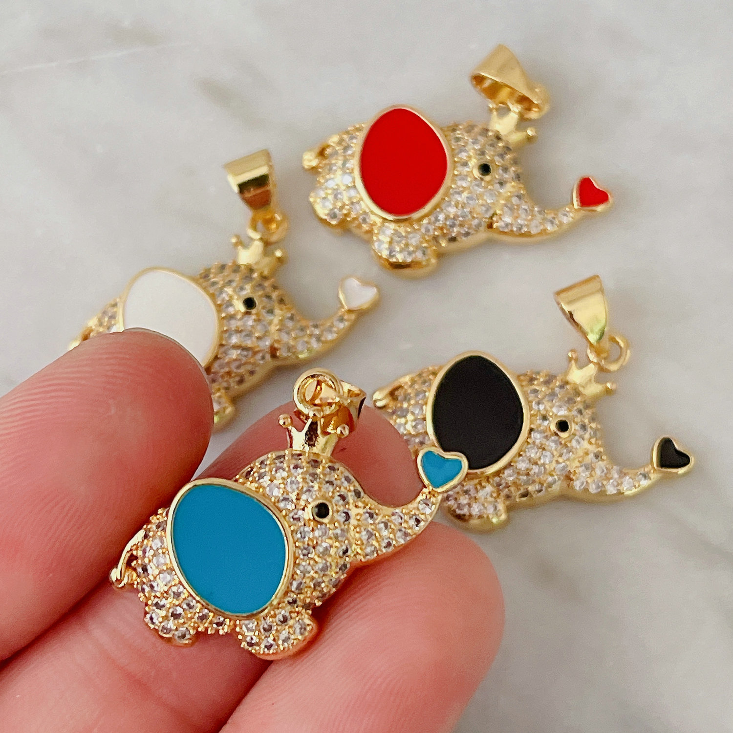 Enamel elephant charm