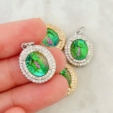 Green oval crytsal charm