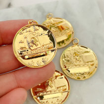 Pirate ship round charm