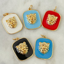 Enamel Leopard Square Charm
