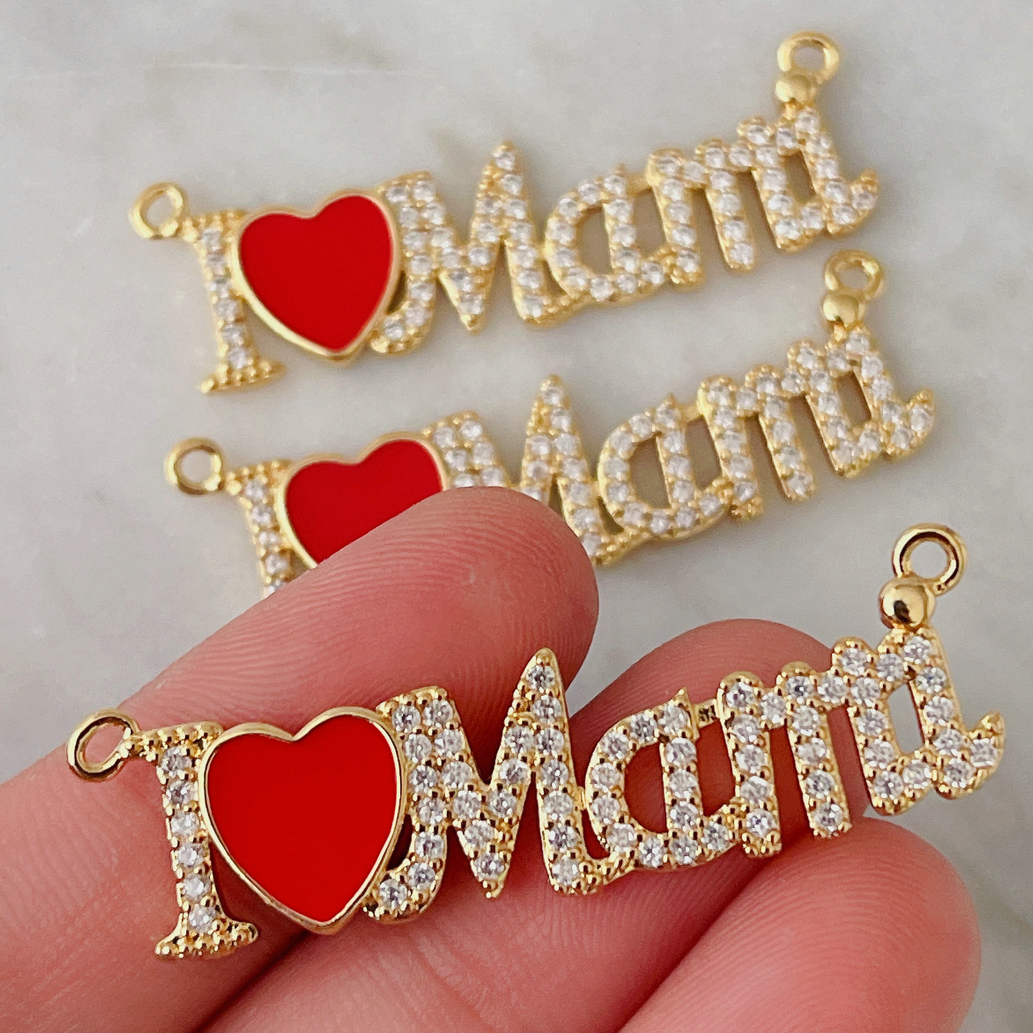 Heart charm mama charm for necklace