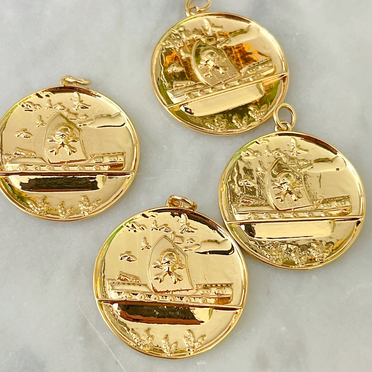 Pirate ship round charm