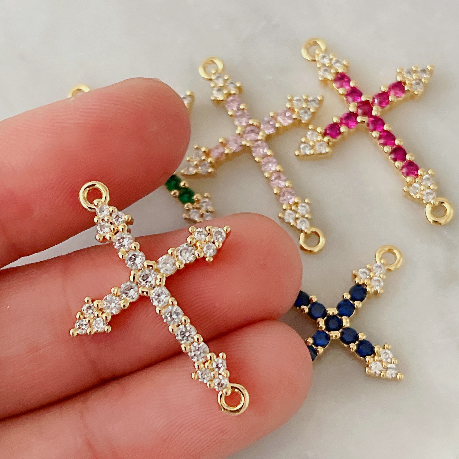 Colorful cross connector for bracelet