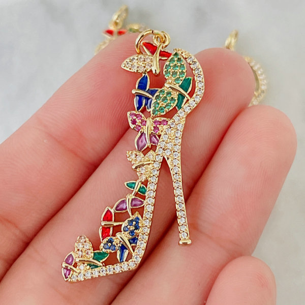 Flower high-heeled shoes charm