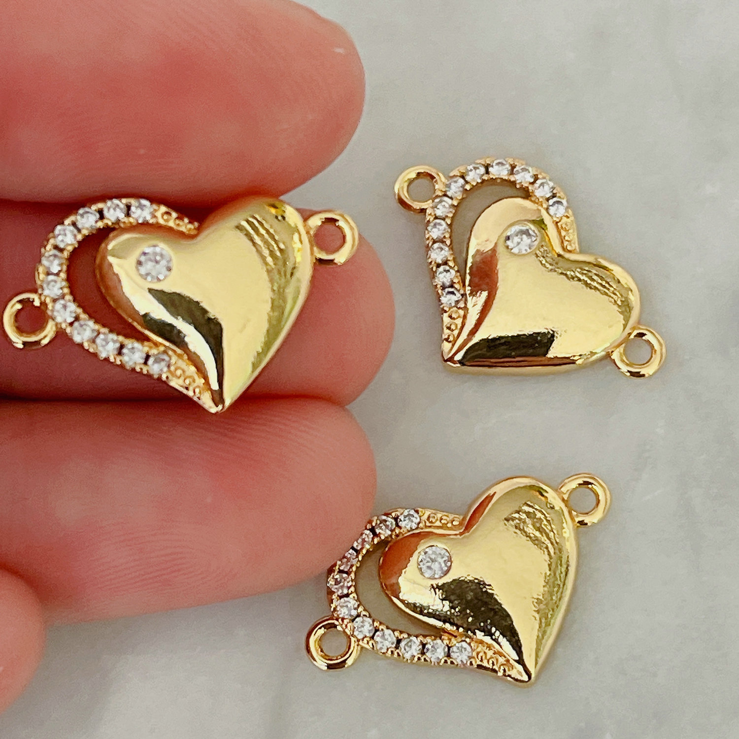 Heart connector for bracelet