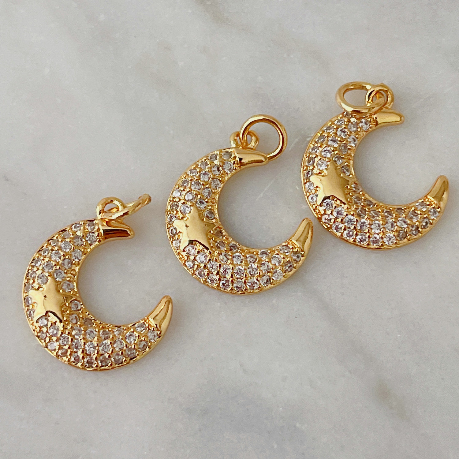 Pave moon charm