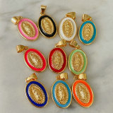 Oval enamel virgin pendant