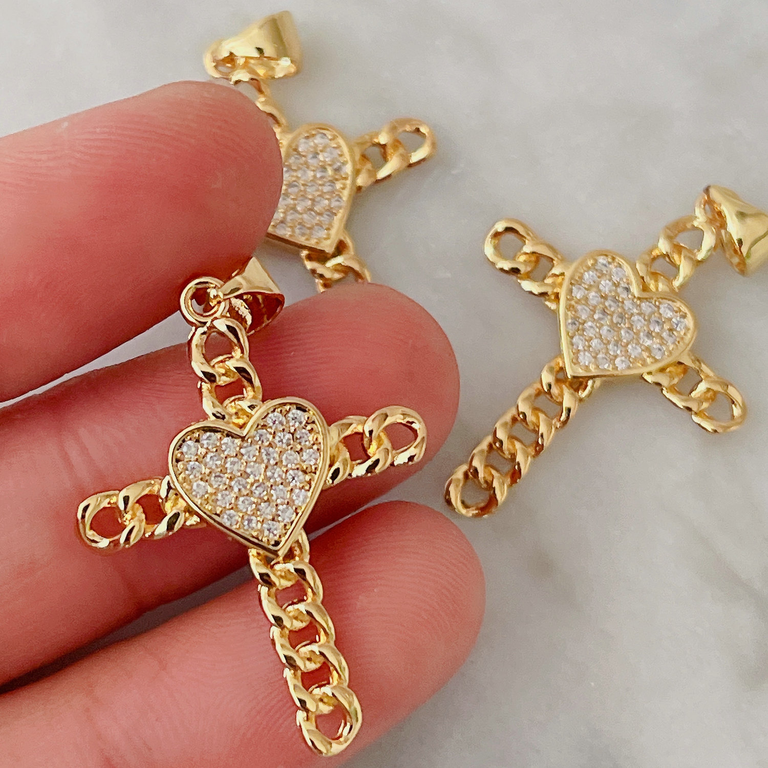 Heart cross charm