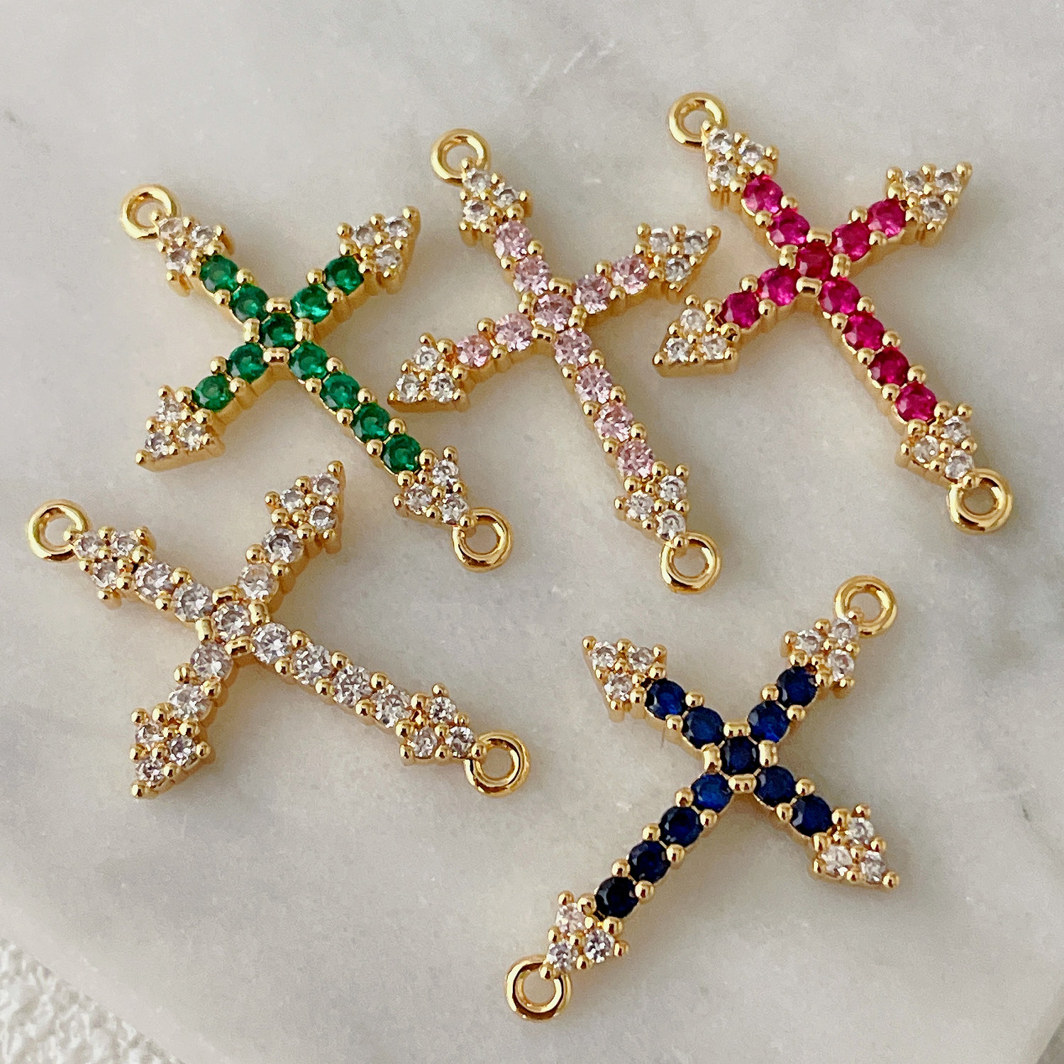Colorful cross connector for bracelet