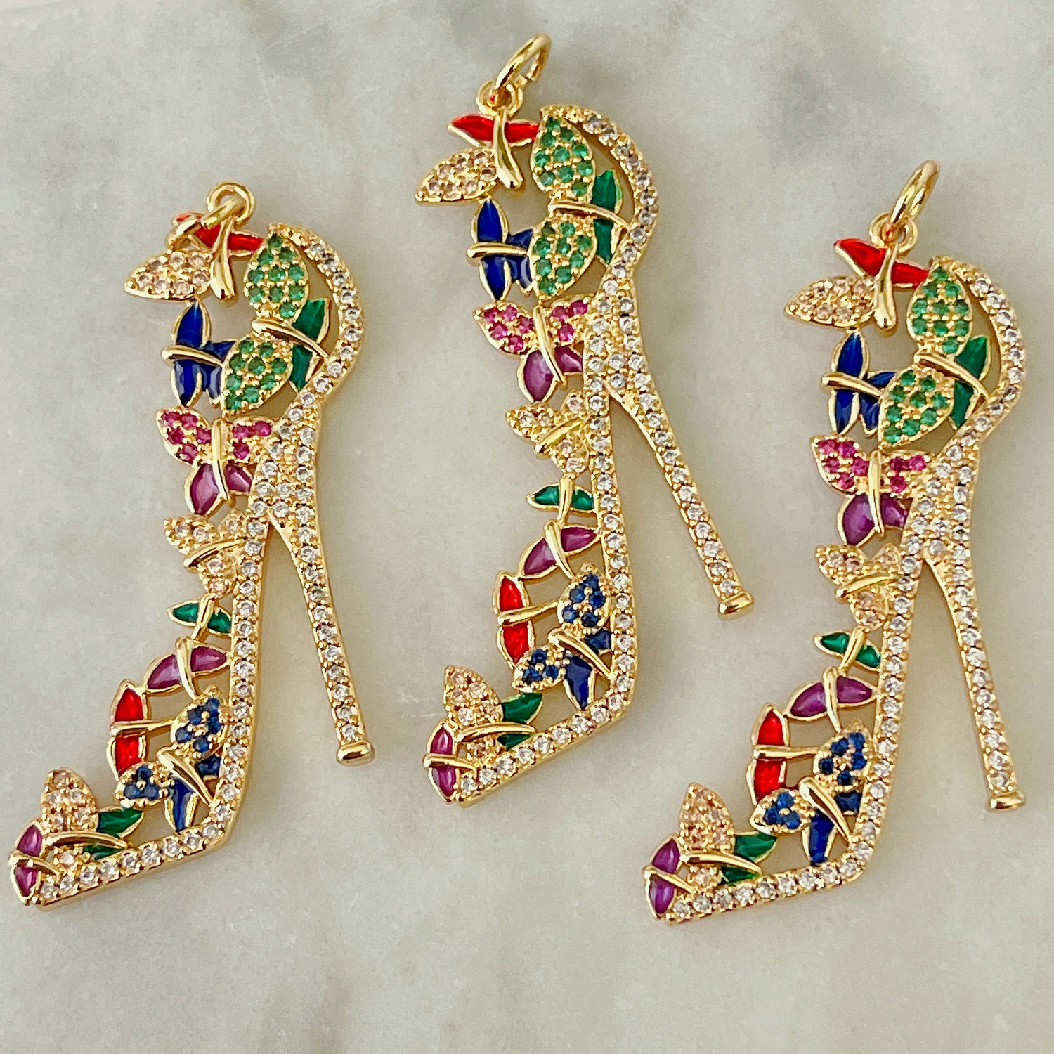 Flower high-heeled shoes charm