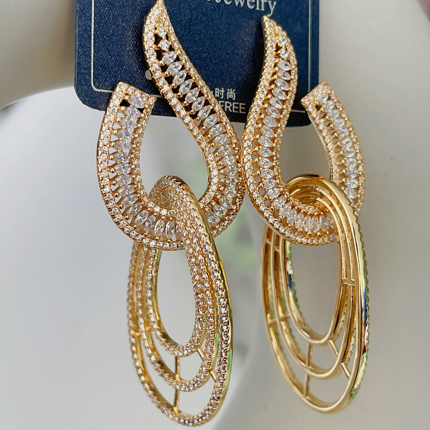 Long Big Zircon Earrings