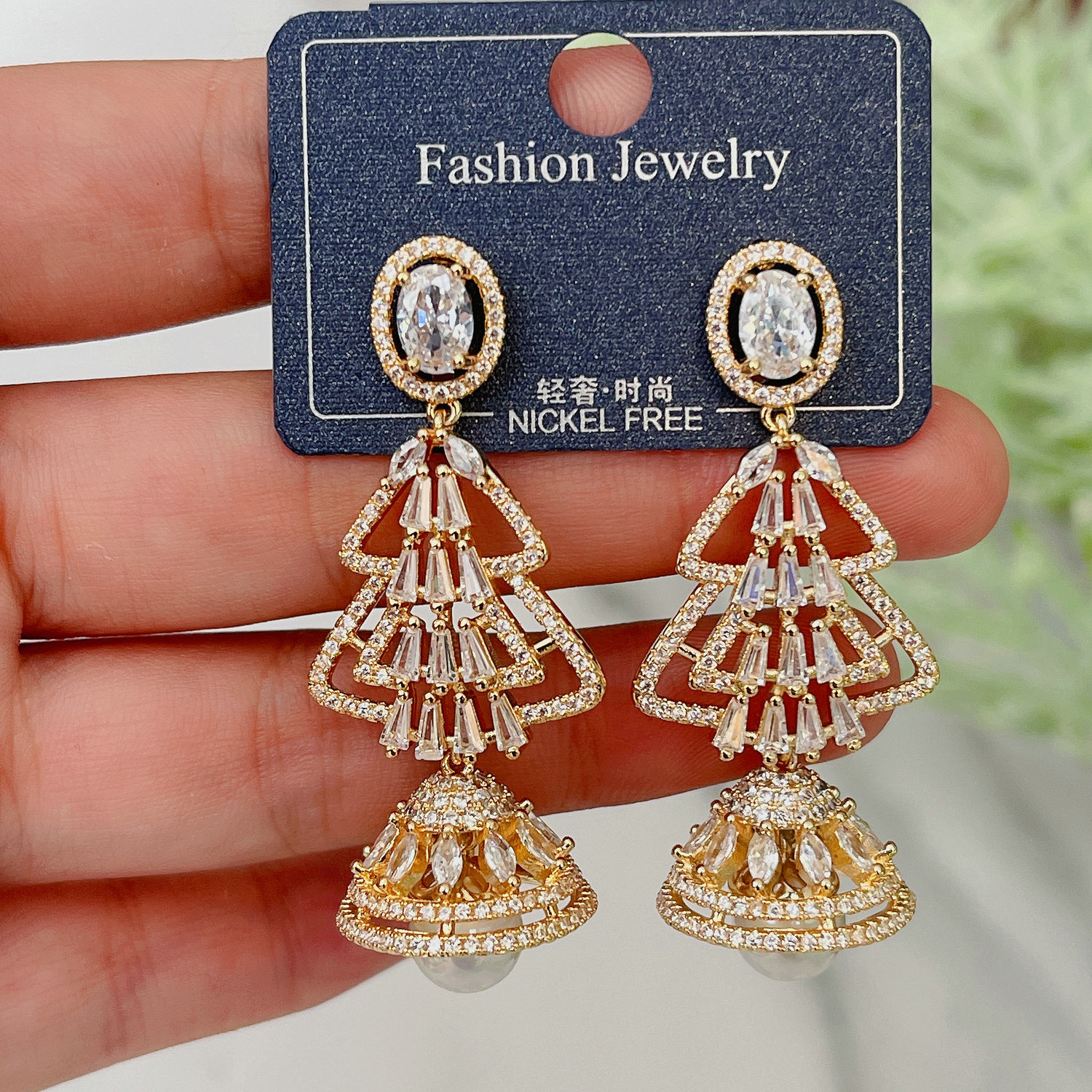 Pave lantern zircon earrings