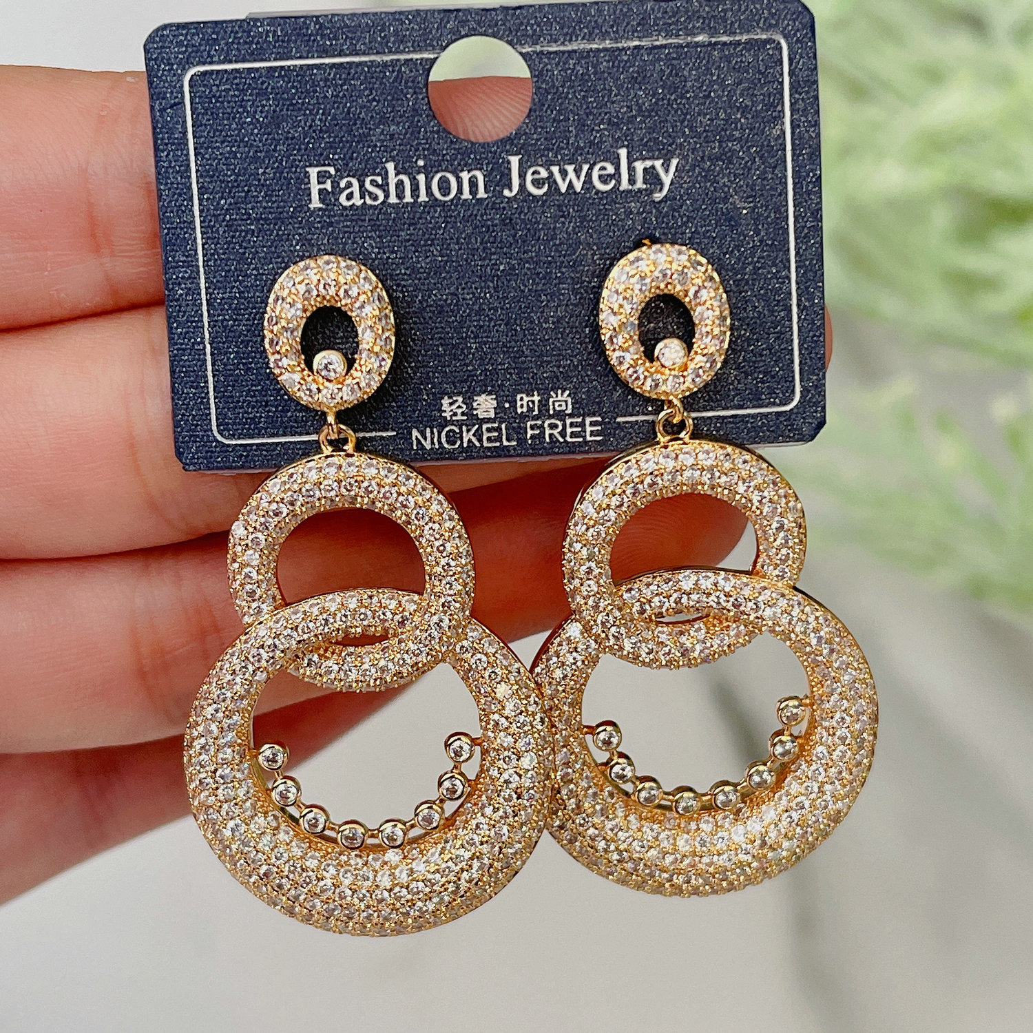 Zircon circle earrings