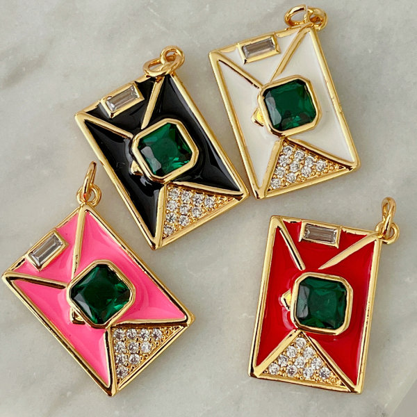 Enamel envelope charm