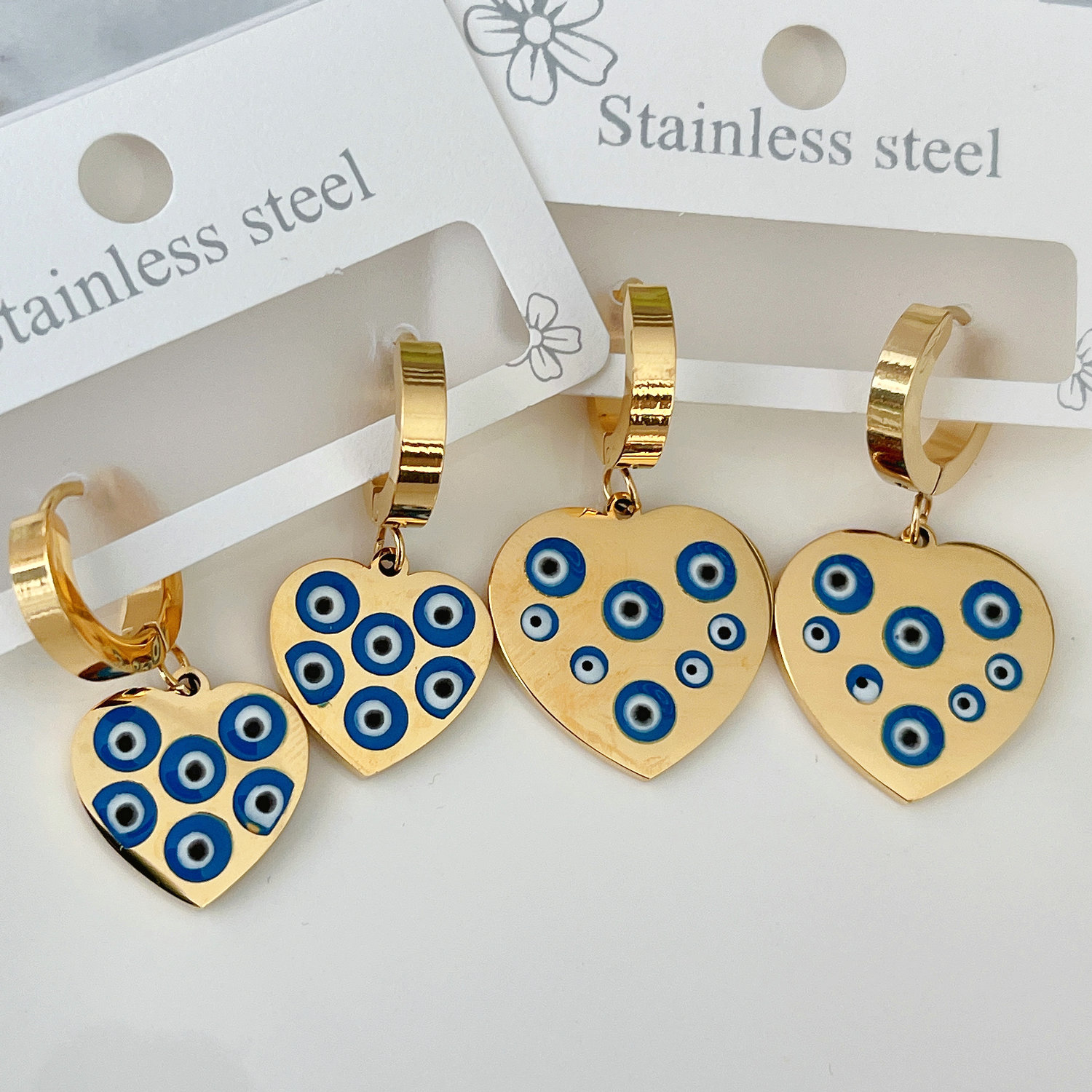 Heart eye drop earrings