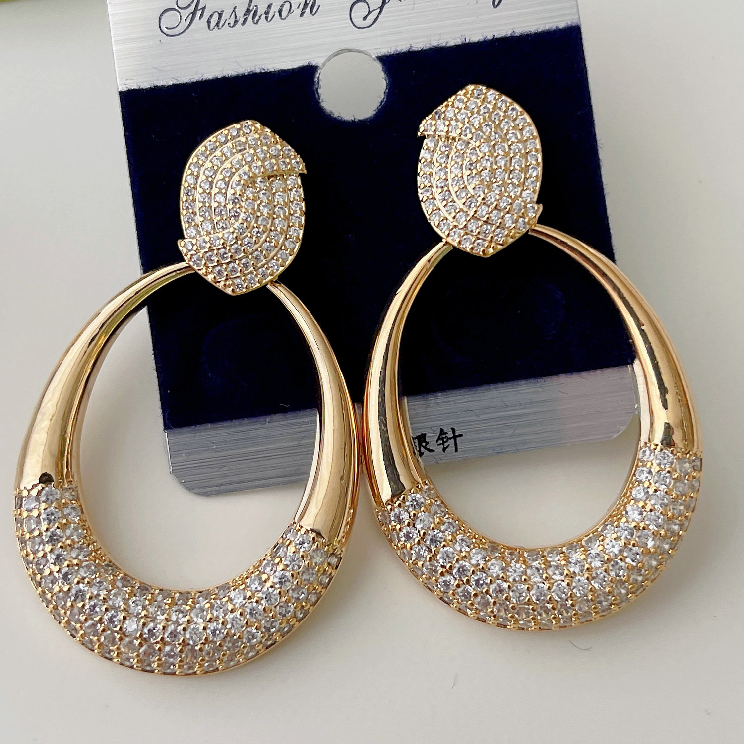Drop pave earrings
