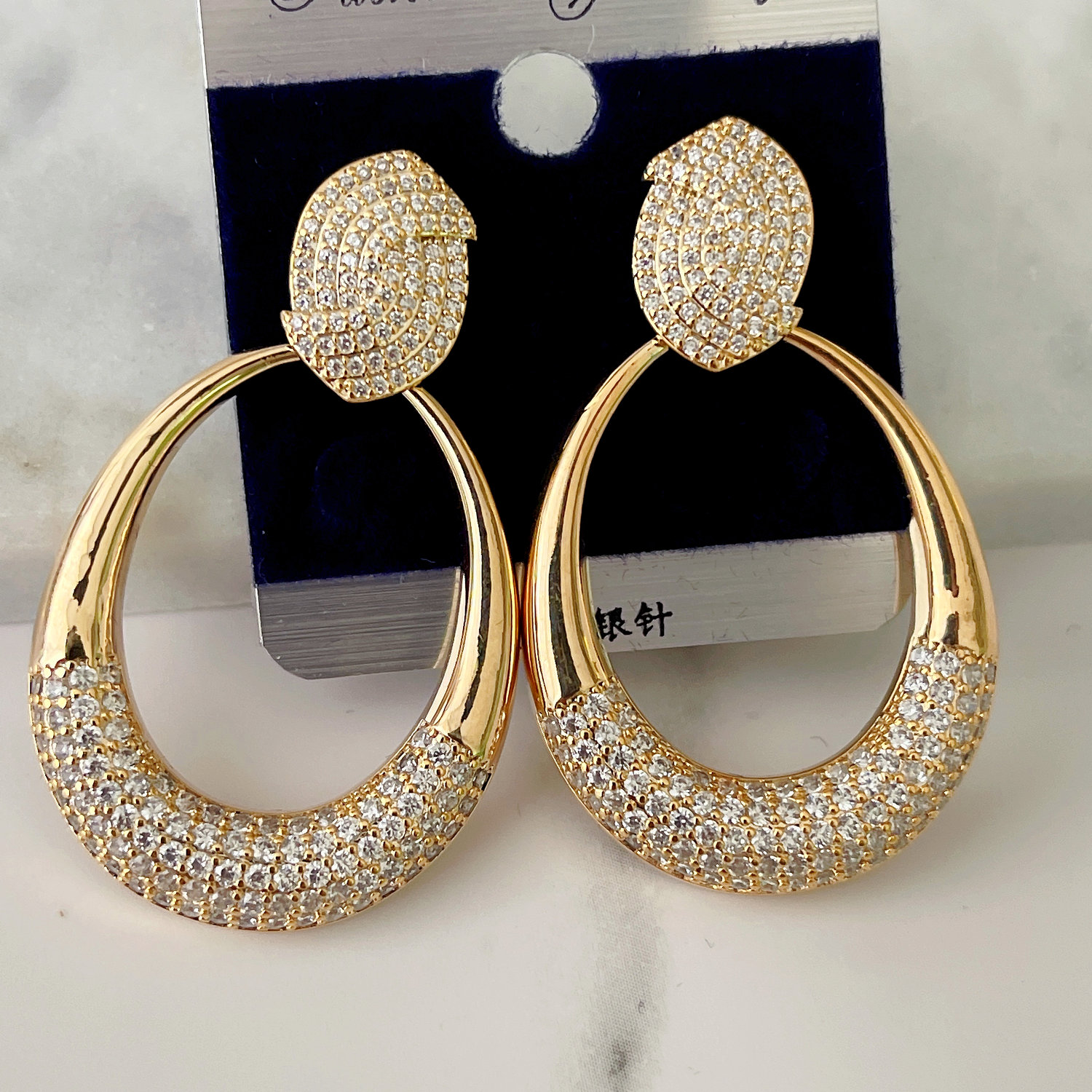 Drop pave earrings