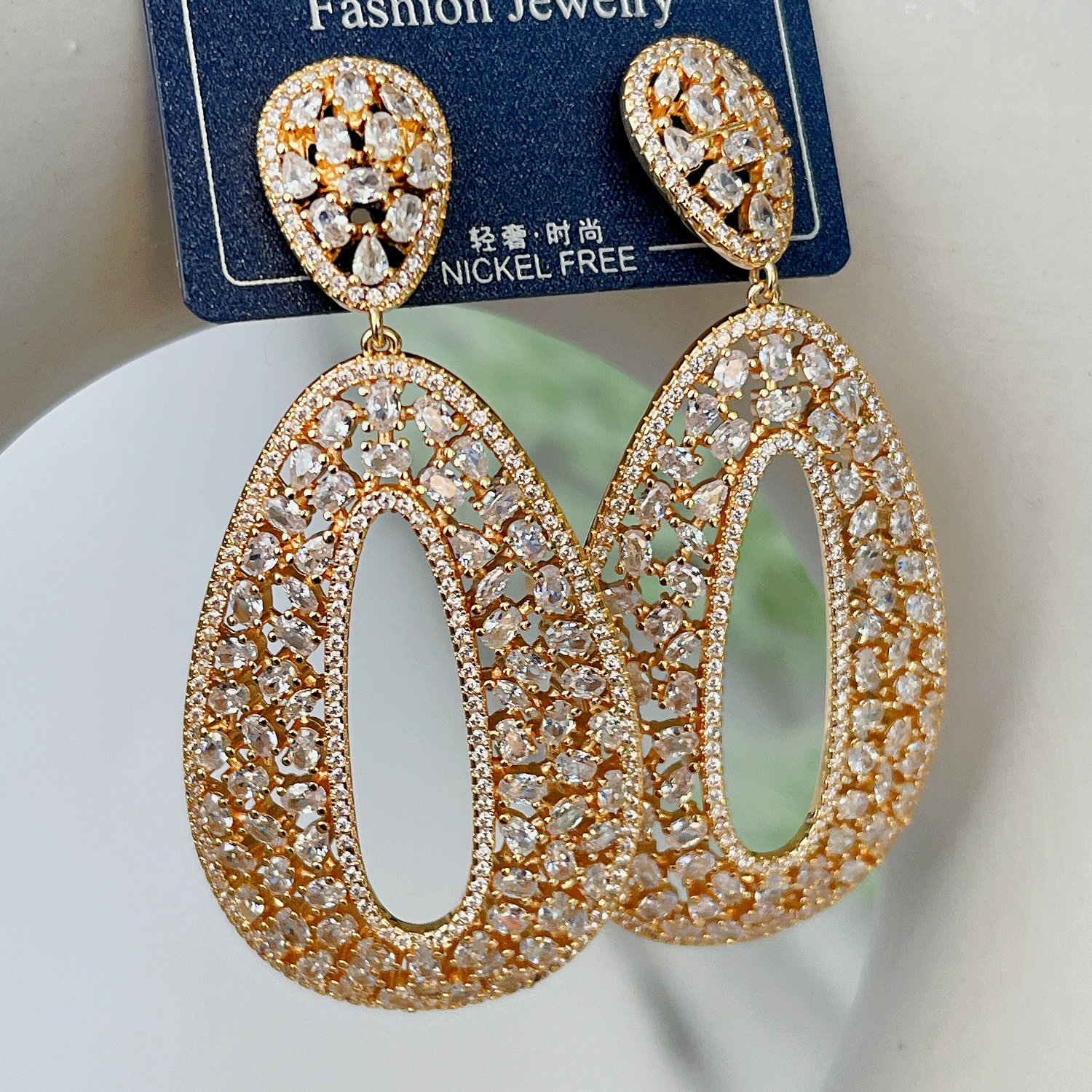 Big zircon earrings