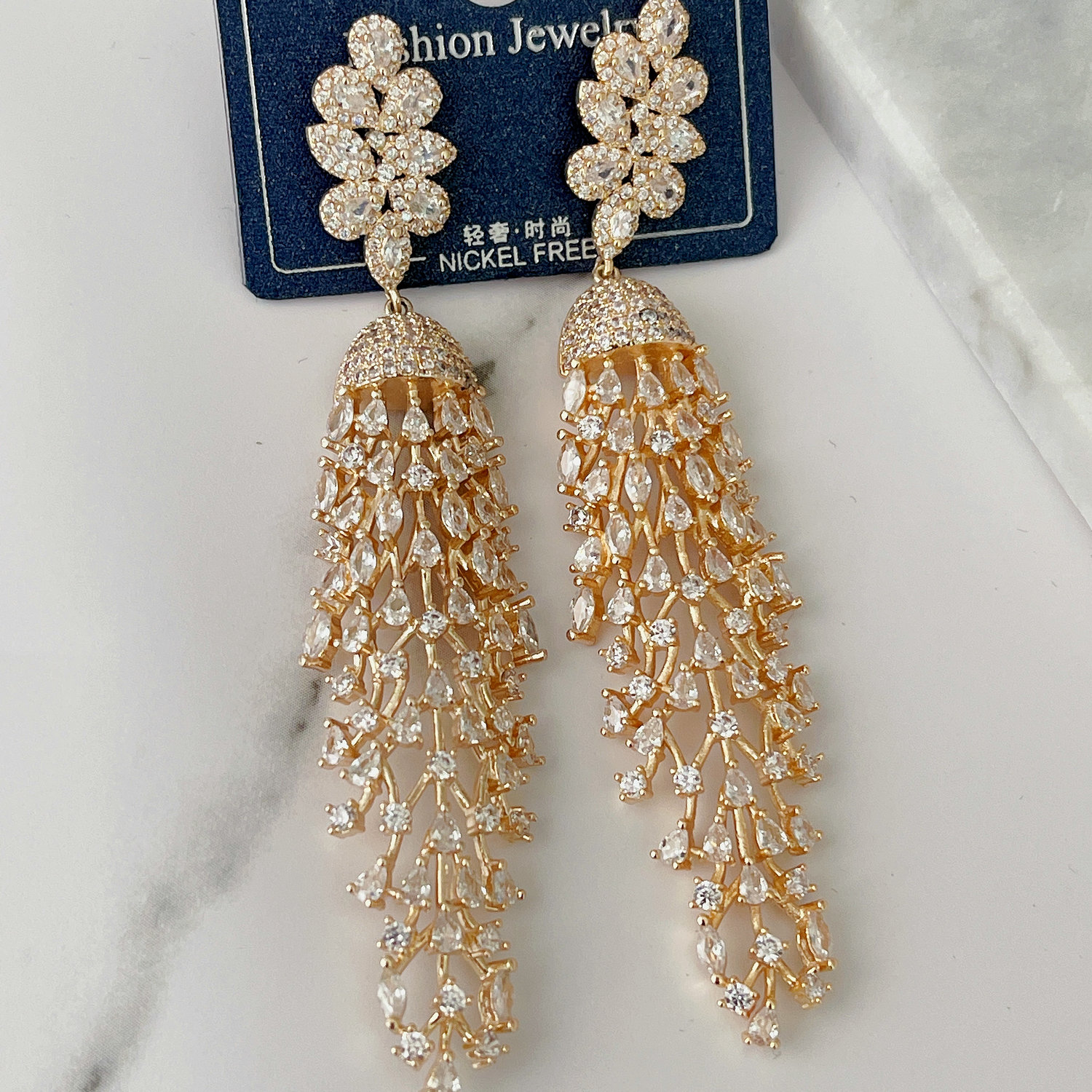 Big zircon earrings