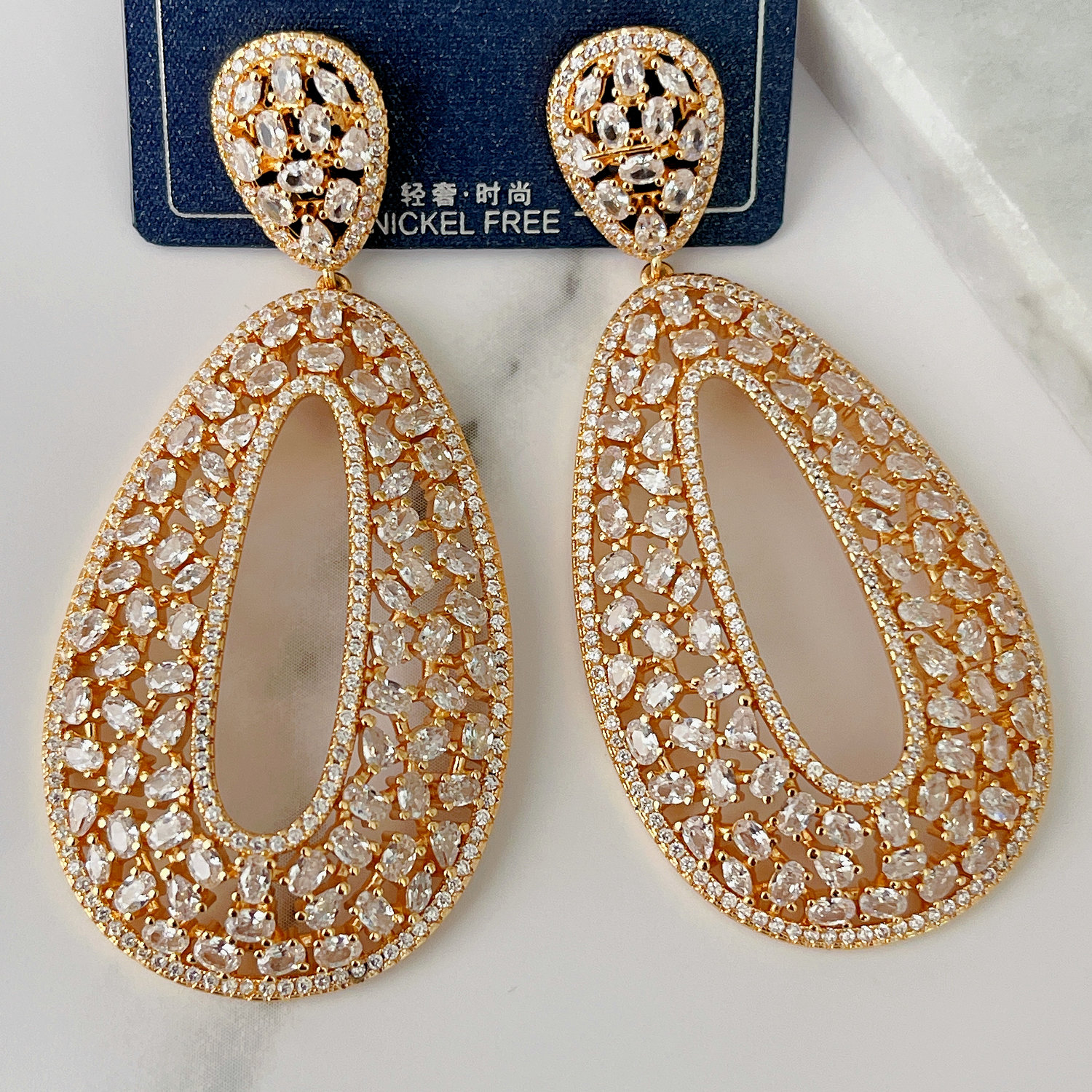 Big zircon earrings