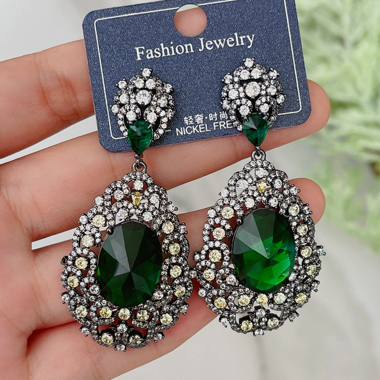 Green zircon earrings