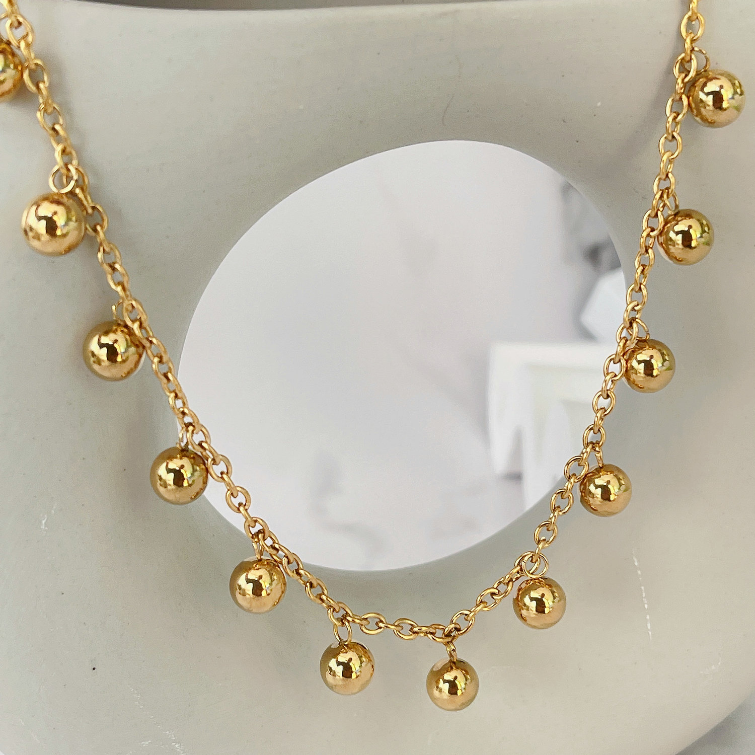 Stainless Steel Ball Charm Necklace