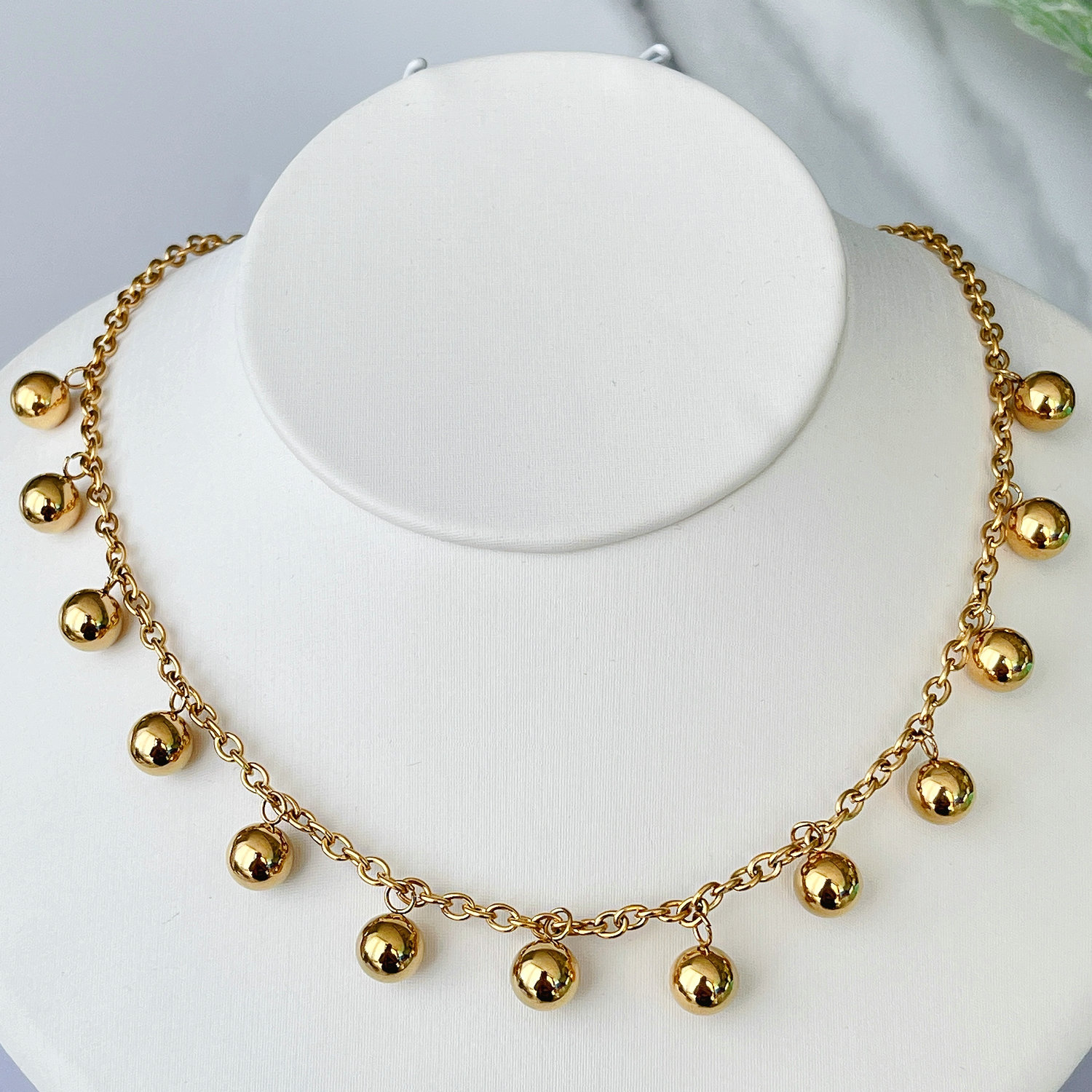 Stainless Steel Ball Charm Necklace