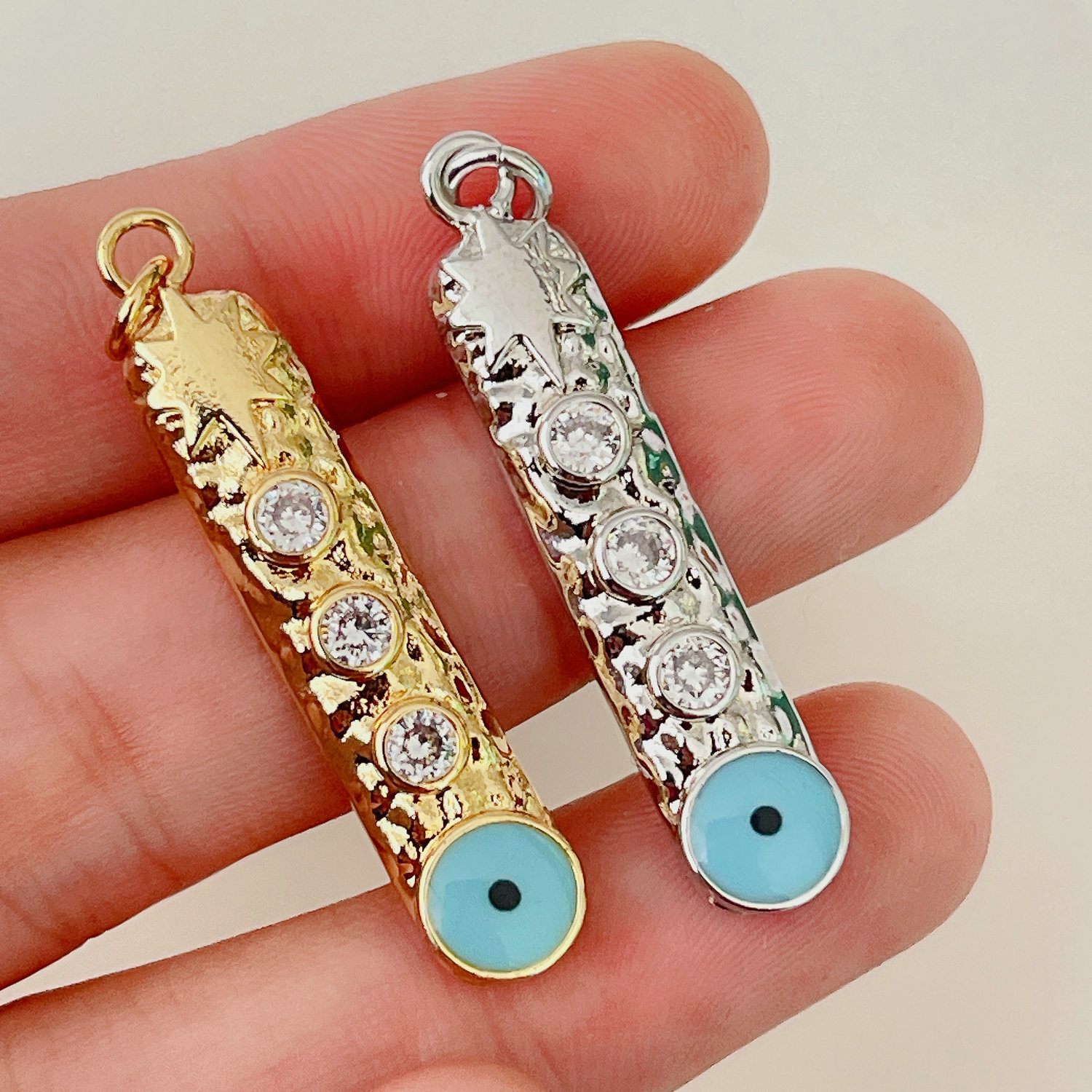 Long blue eye charm