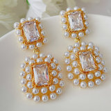 Square pearl earrings